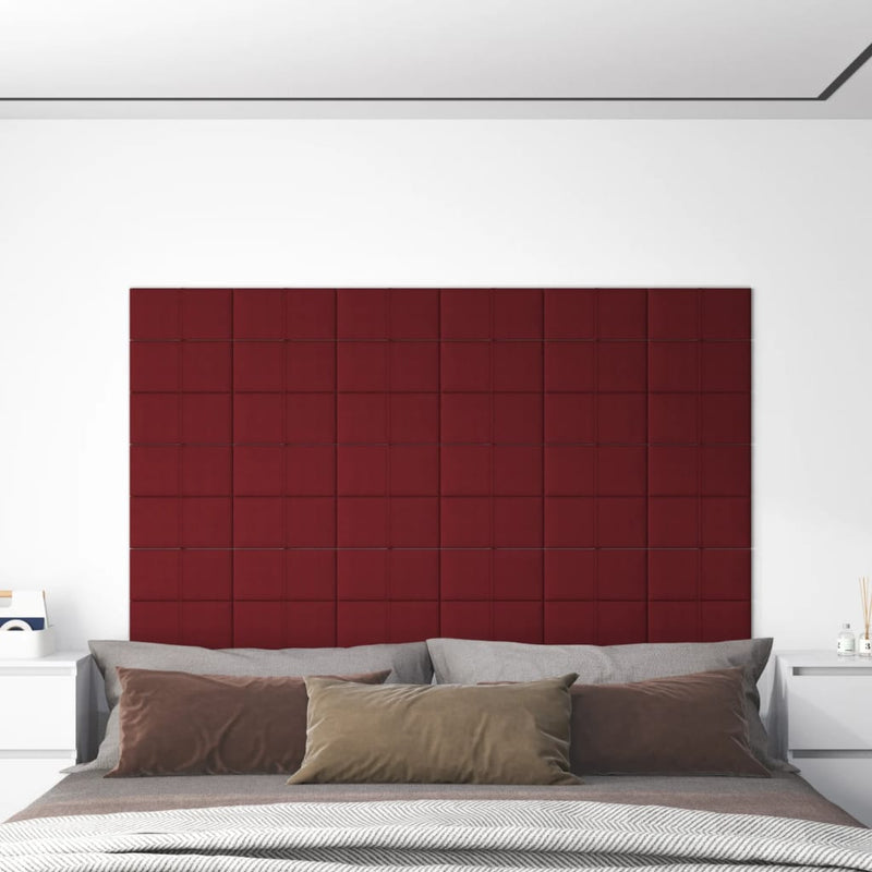 Paneles de pared Vidaxl 12 PCS 0.54 m² 30x15 cm Vino de tela rojo