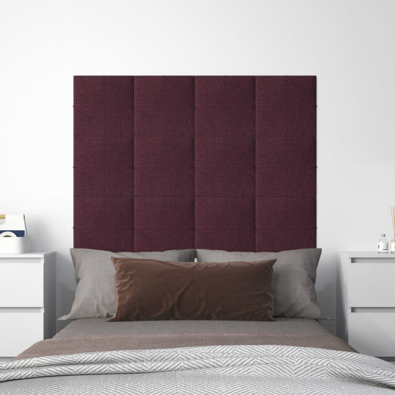 Paneles de pared Vidaxl 12 st 1.08 m² 30x30 cm de tela púrpura