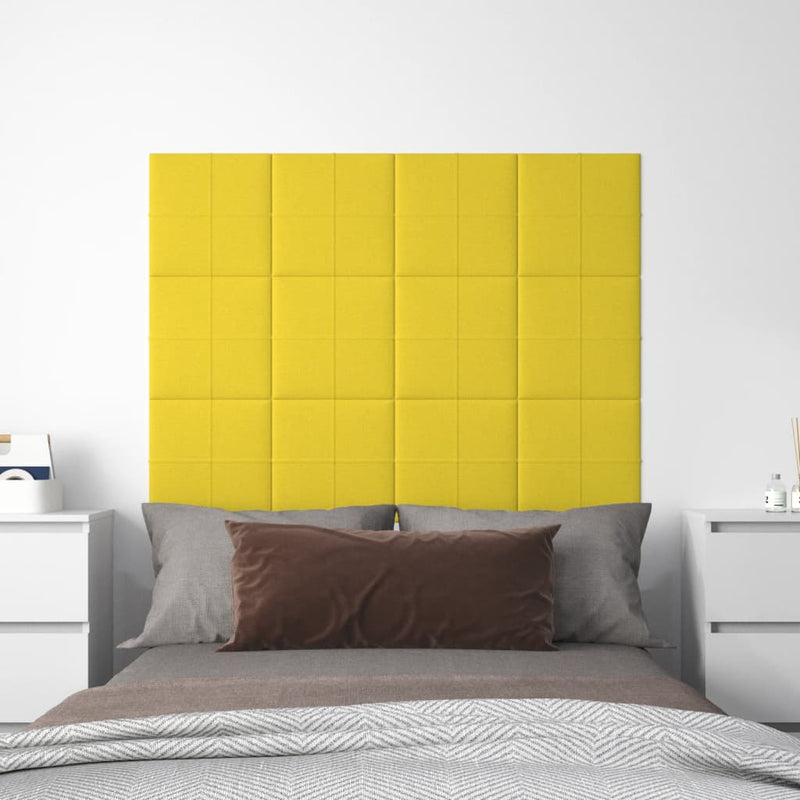 Paneles de pared Vidaxl 12 st 1.08 m² 30x30 cm de tela amarillo