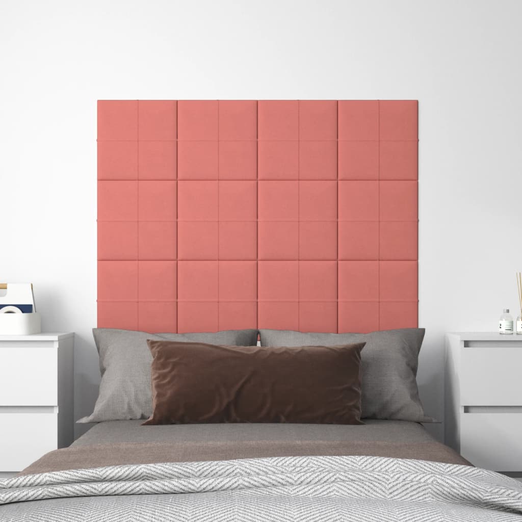 Paneles de pared Vidaxl 12 st 1.08 m² 30x30 cm de terciopelo rosa