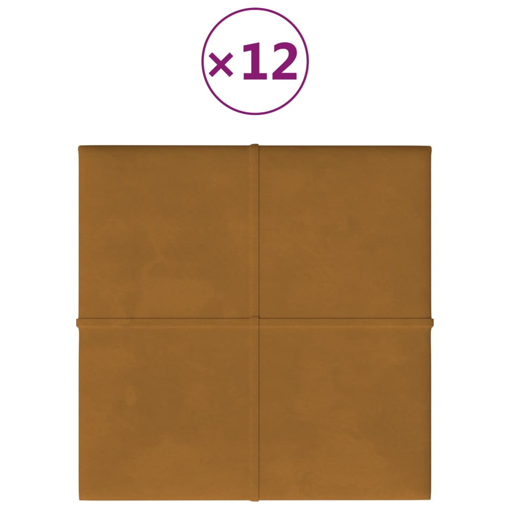 Paneles de pared Vidaxl 12 st 1.08 m² 30x30 cm Velvet Brown