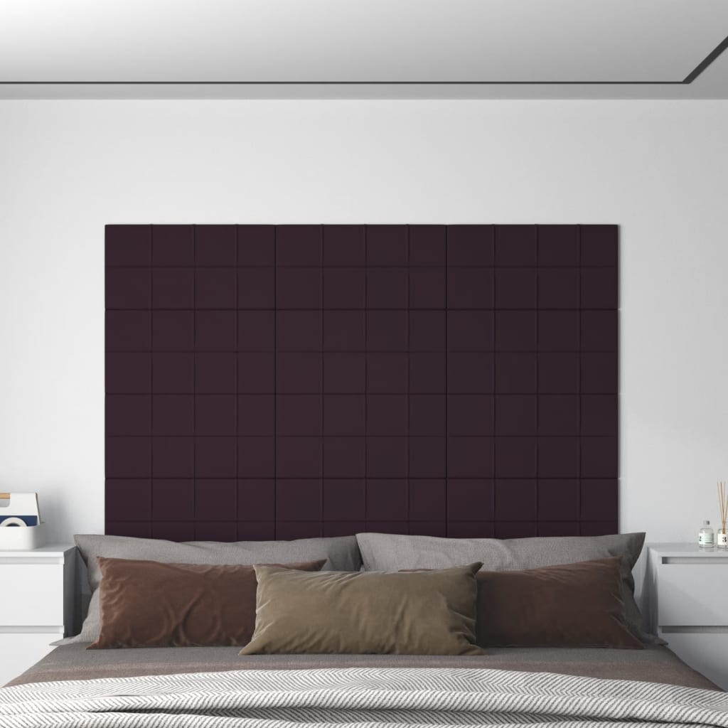 Paneles de pared Vidaxl 12 st 2.16 m² 60x30 cm de tela púrpura