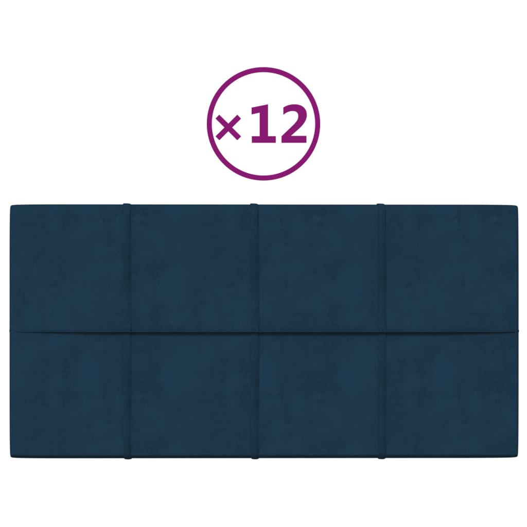Pannelli a parete Vidaxl 12 ST 2,16 m² 60x30 cm Blu di velluto