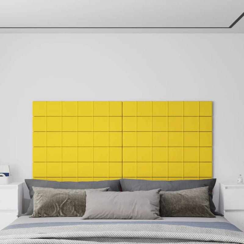 Paneles de pared Vidaxl 12 st 1.62 m² 90x15 cm de tela amarillo