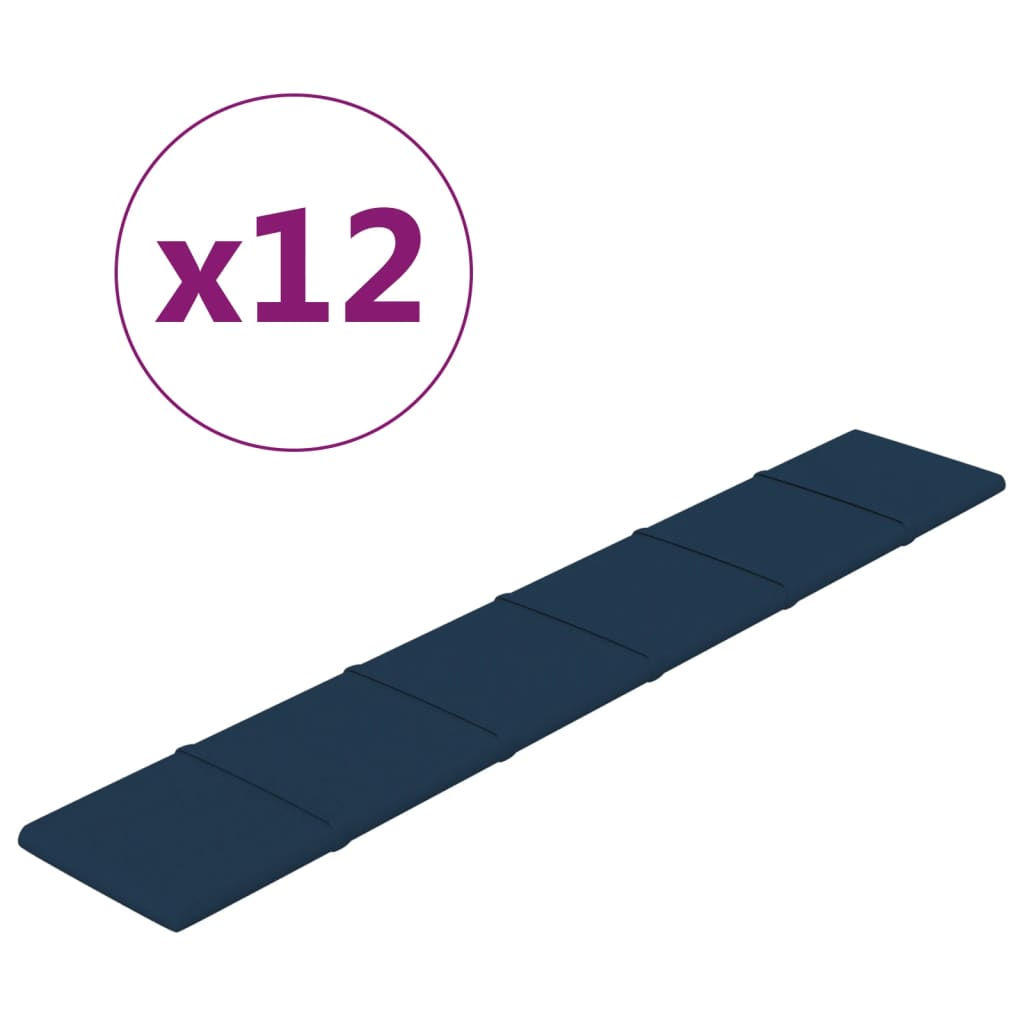 Paneles de pared Vidaxl 12 st 1.62 m² 90x15 cm de terciopelo azul