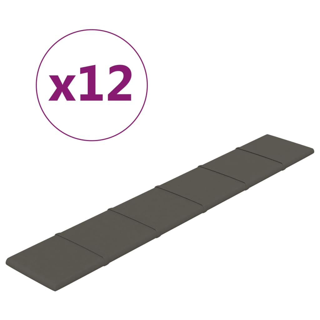 Paneles de pared Vidaxl 12 st 1.62 m² 90x15 cm Velvet gris oscuro
