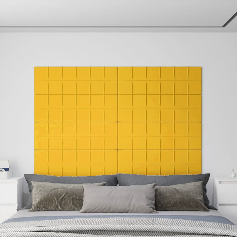Paneles de pared Vidaxl 12 st 3.24 m² 90x30 cm Velvet amarillo