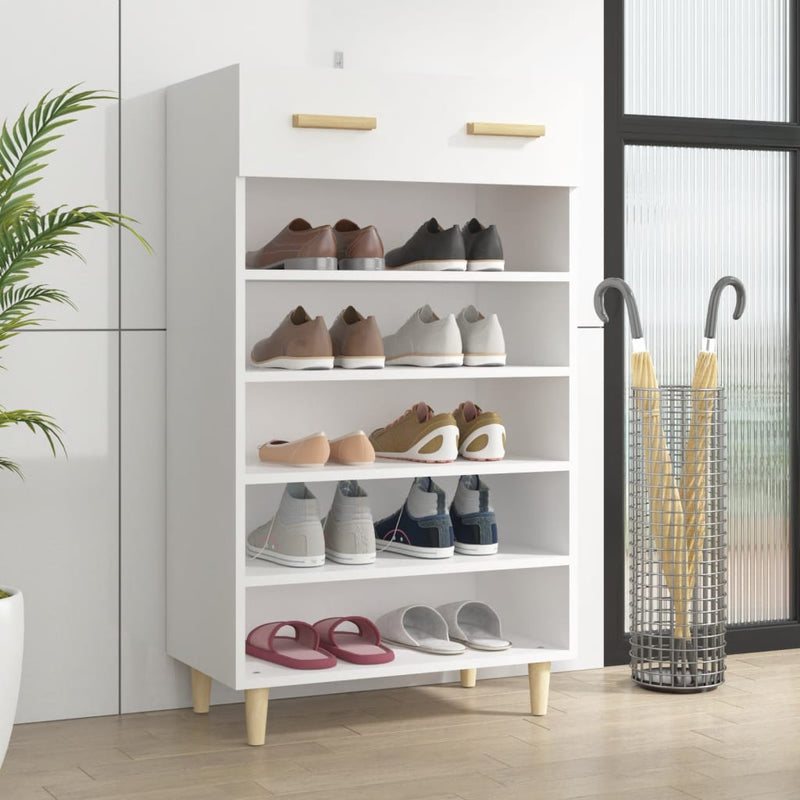 Gabinete de zapatos Vidaxl 60x35x105 cm de madera propiedad de blanco