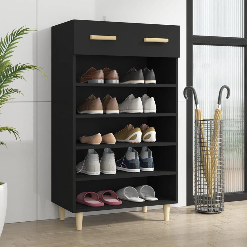 Vidaxl Cabinet da scarpe 60x35x105 cm Proprieted Black