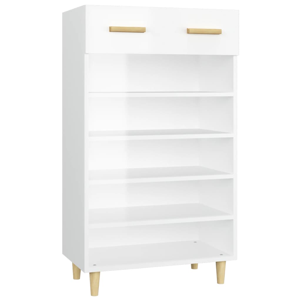 Gabinete de zapatos Vidaxl 60x35x105 cm Madera procesada Alto brillo blanco