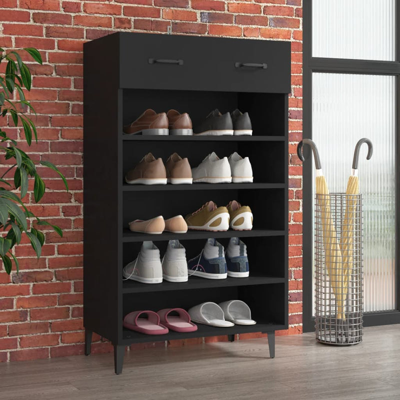 Vidaxl Cabinet da scarpe 60x35x105 cm Proprieted Black