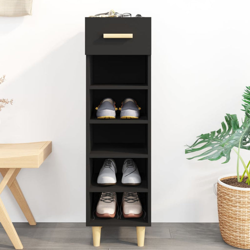 Gabinete de zapatos Vidaxl 30x35x105 cm de madera propiedad de negro