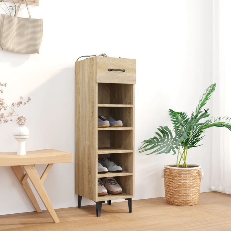 Gabinete de zapatos Vidaxl 30x35x105 cm de madera propiedad de Oak de Oak
