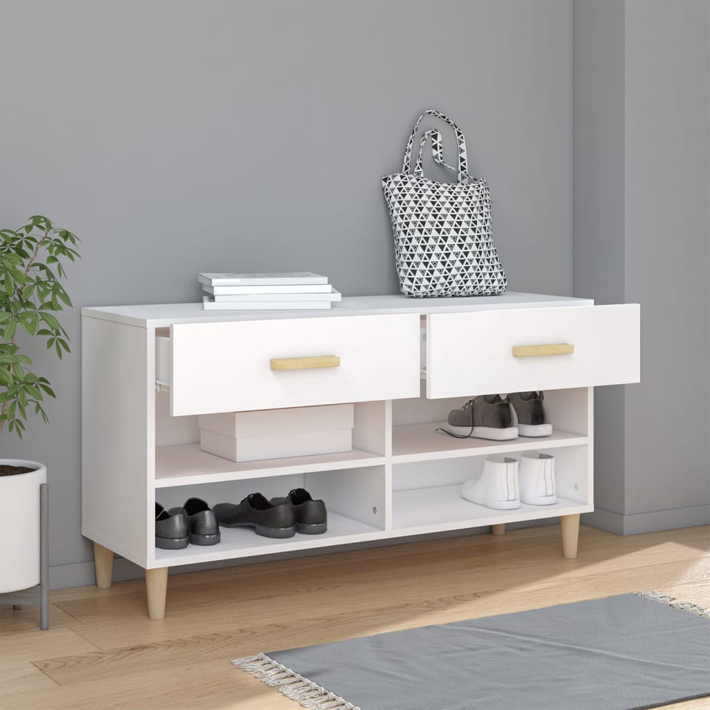 Gabinete de zapatos Vidaxl 102x35x55 cm de madera procesada blanca