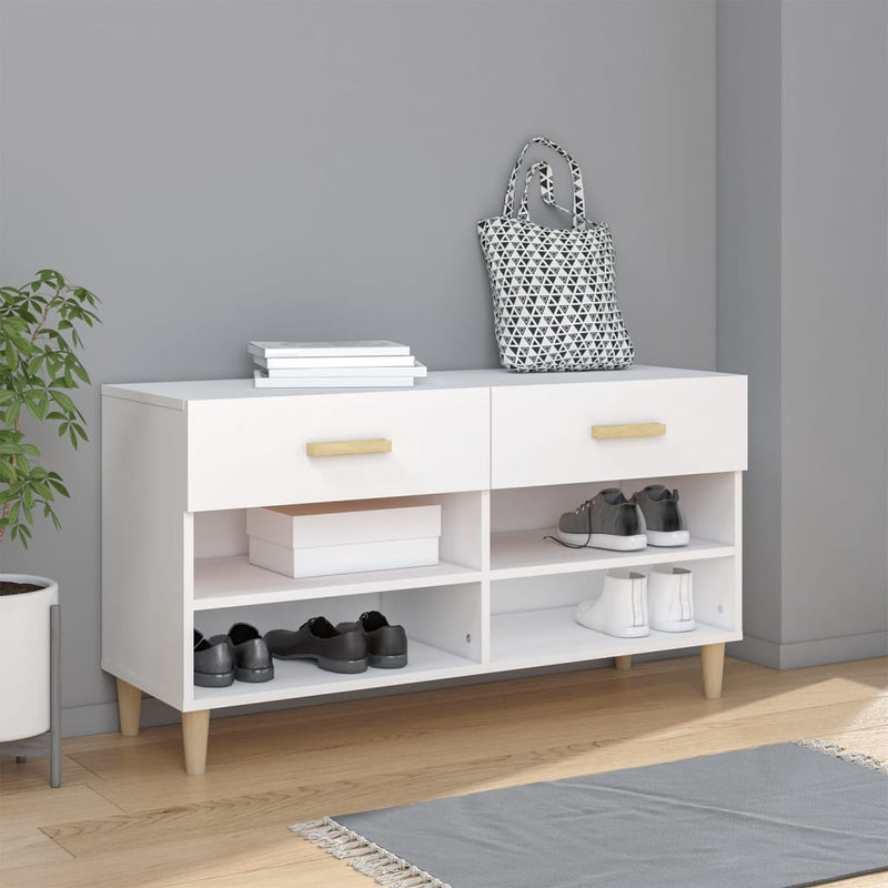 Gabinete de zapatos Vidaxl 102x35x55 cm de madera procesada blanca