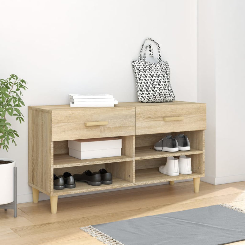 Gabinete de zapatos Vidaxl 102x35x55 cm de madera propiedad de Oak de Oak