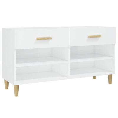 Vidaxl Cabinet da scarpe 102x35x55 cm Bianco lucido in legno trasformato