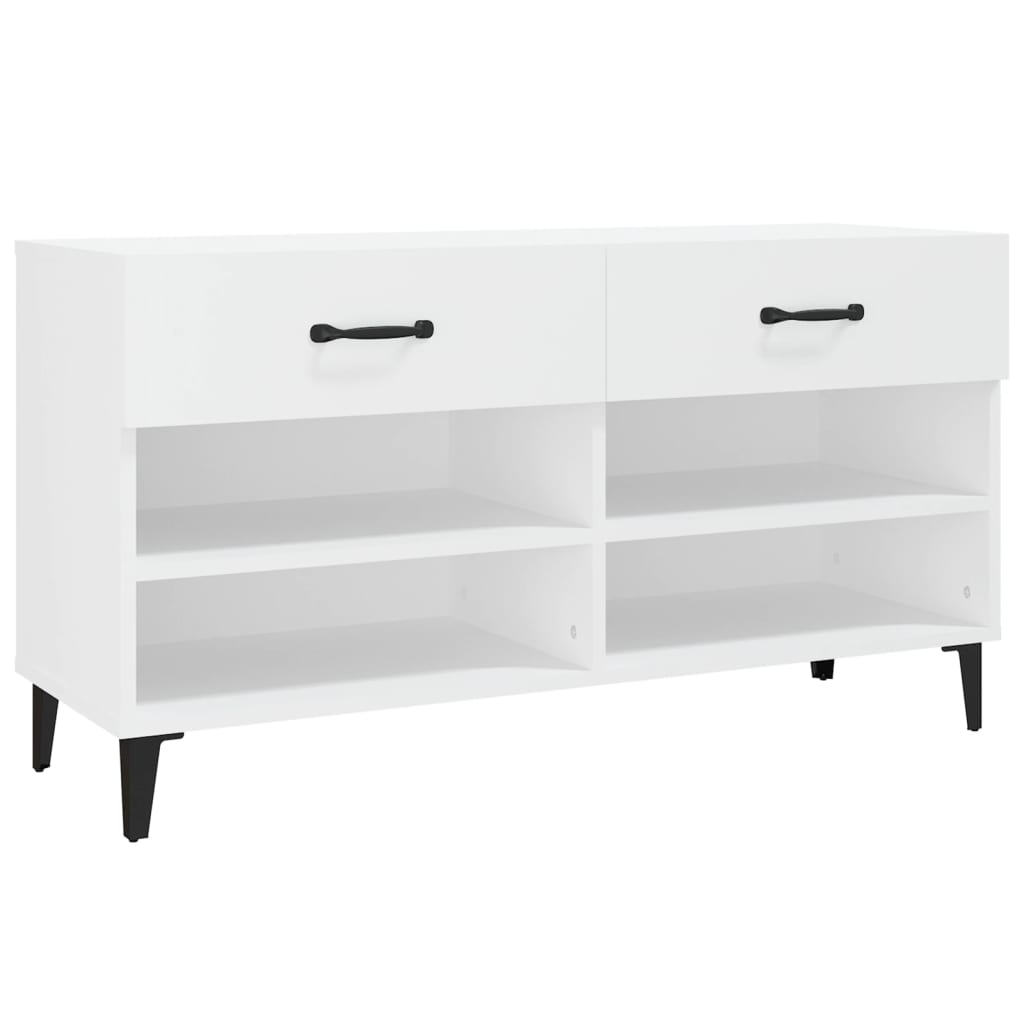 Gabinete de zapatos Vidaxl 102x35x55 cm de madera procesada blanca