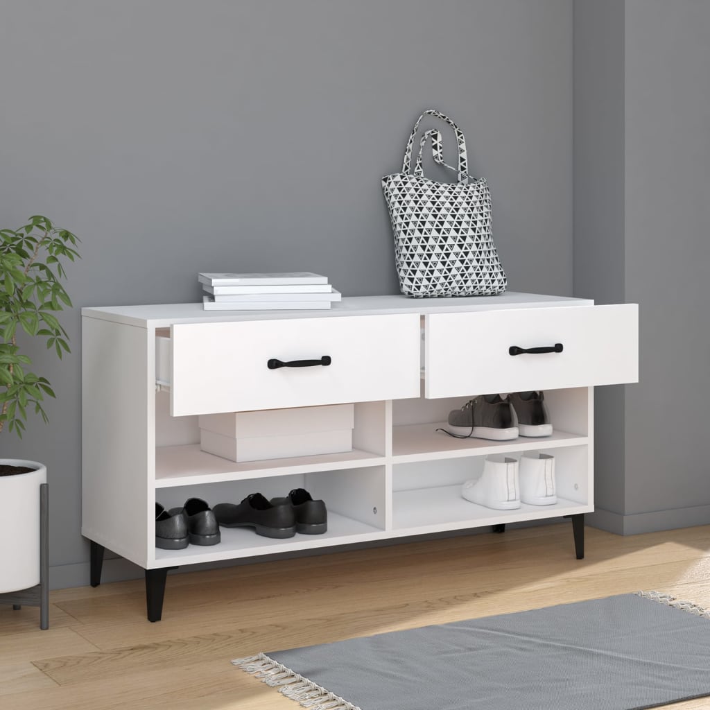 Gabinete de zapatos Vidaxl 102x35x55 cm de madera procesada blanca