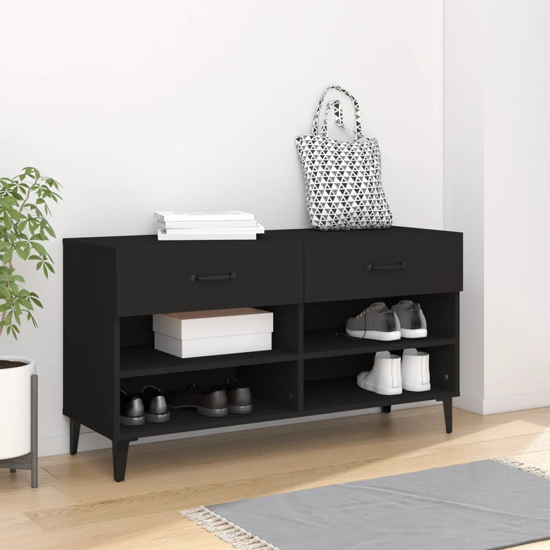 Gabinete de zapatos Vidaxl 102x35x55 cm de madera propiedad de negro