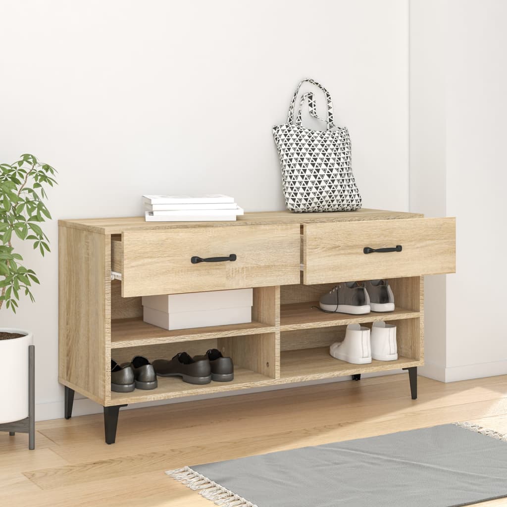 Gabinete de zapatos Vidaxl 102x35x55 cm de madera propiedad de Oak de Oak