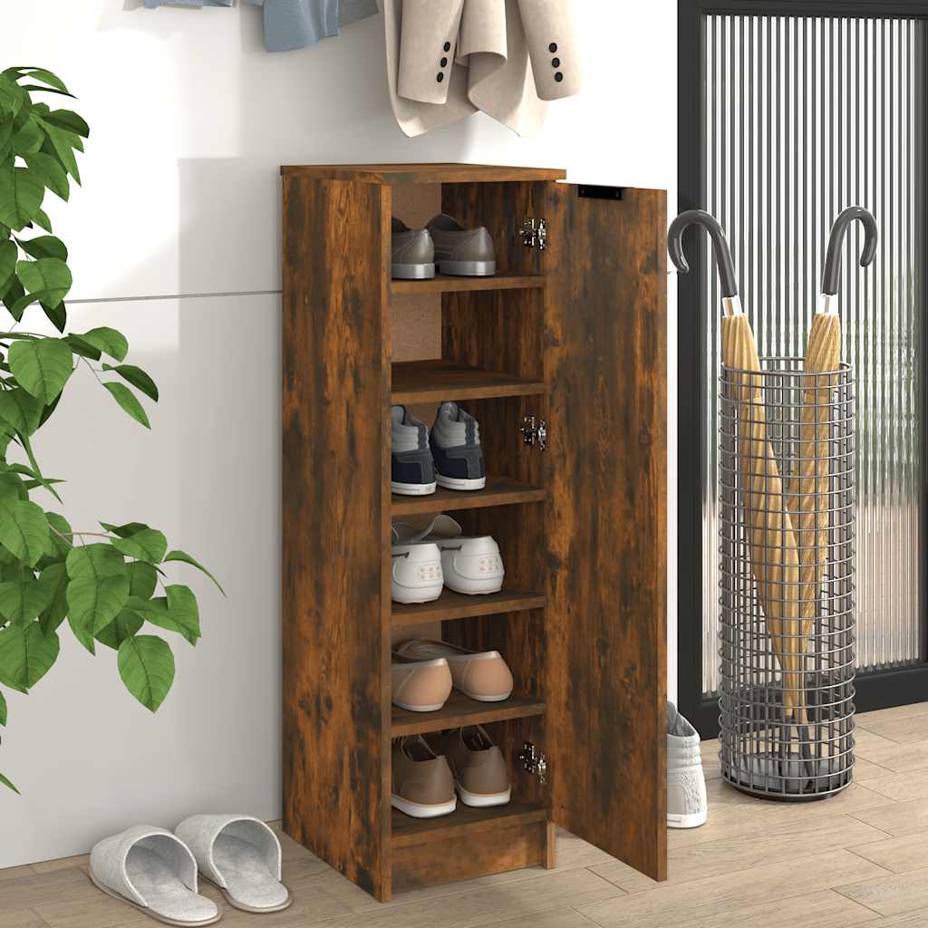 Vidaxl schoenenkast 30x35x100 cm bewerkt hout gerookt eikenkleurig