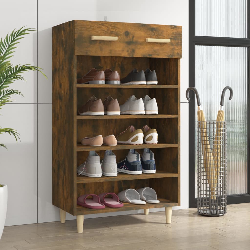 Vidaxl schoenenkast 60x35x105 cm bewerkt hout gerookt eikenkleurig