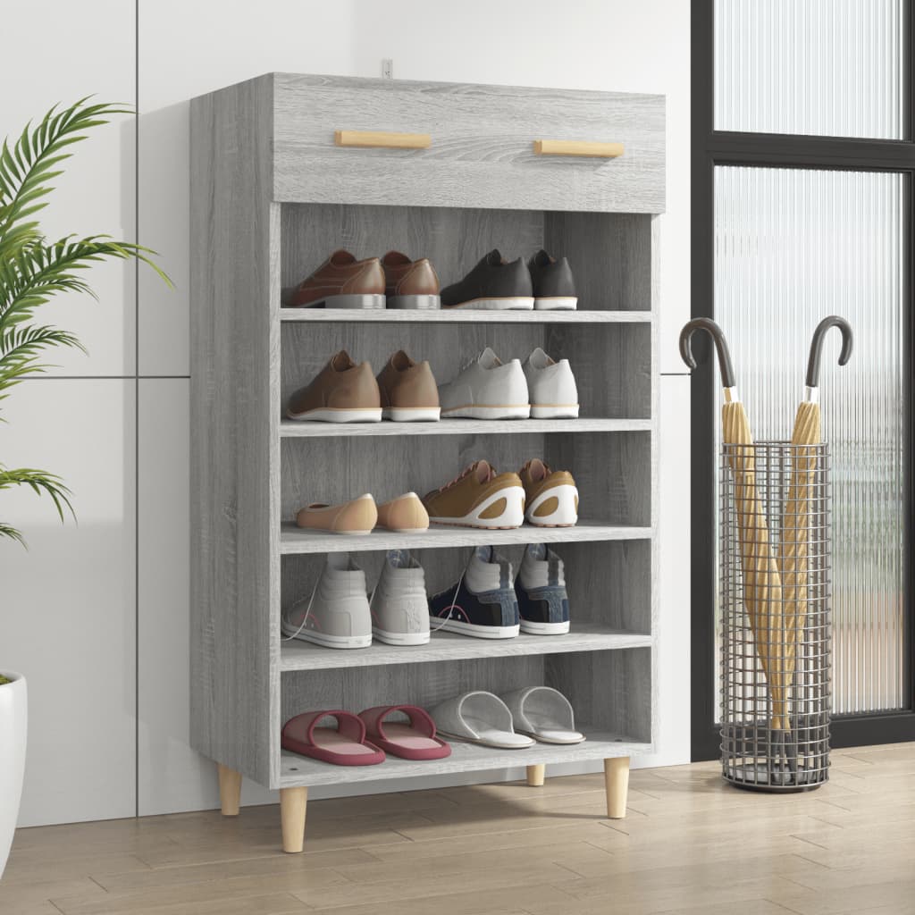 Vidaxx zapatero 60x35x105 cm madera contrachapada color roble sonoma gris