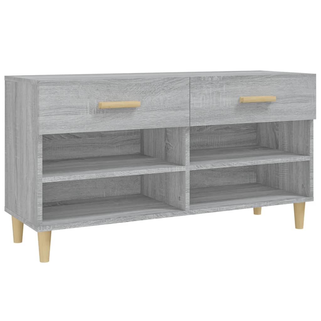 Gabinete de zapatos Vidaxl 102x35x55 cm de madera propiedad de madera de roble gris de roble