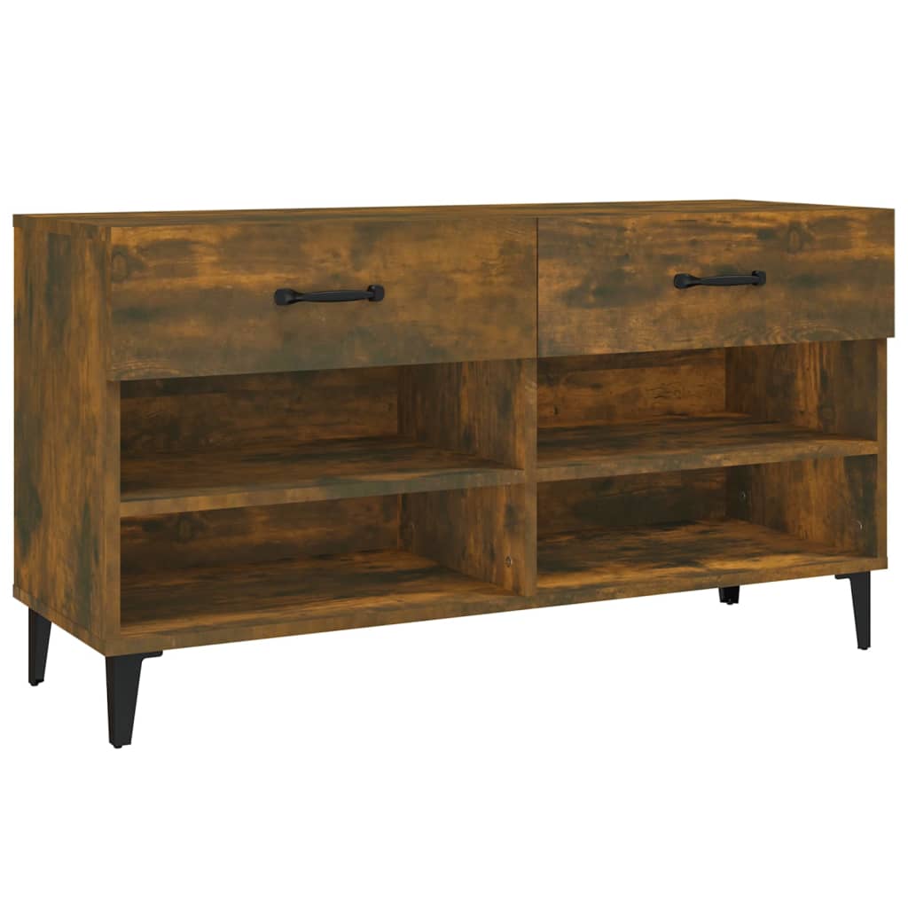Gabinete de zapatos Vidaxl 102x35x55 cm de madera de madera de propiedad ahumada coloreada