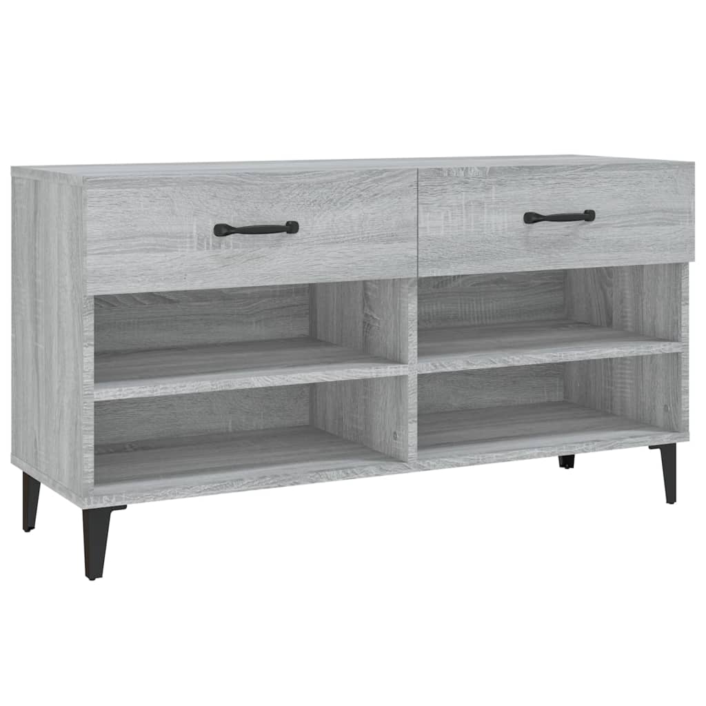 Gabinete de zapatos Vidaxl 102x35x55 cm de madera propiedad de madera de roble gris de roble