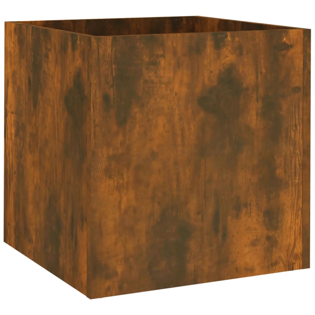 Vidaxl Planter Big 40x40x40 cm de madera producida de roble ahumado coloreado