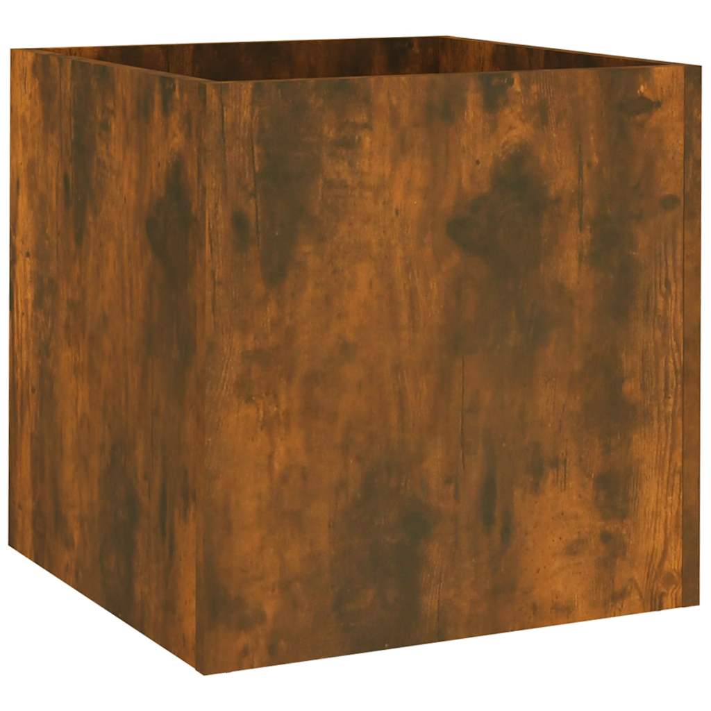 Vidaxl Planter Big 40x40x40 cm de madera producida de roble ahumado coloreado