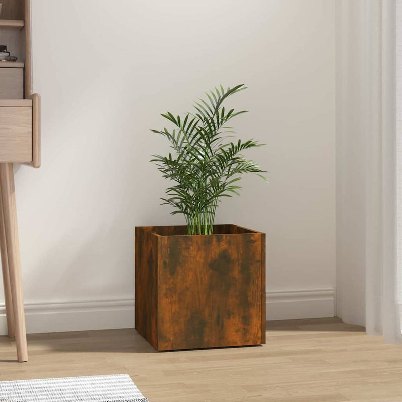 Vidaxl Planter Big 40x40x40 cm de madera producida de roble ahumado coloreado