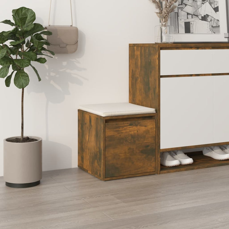 Caja de almacenamiento de Vidaxl con cajón 40.5x40x40 cm de madera propiedad de roble ahumado