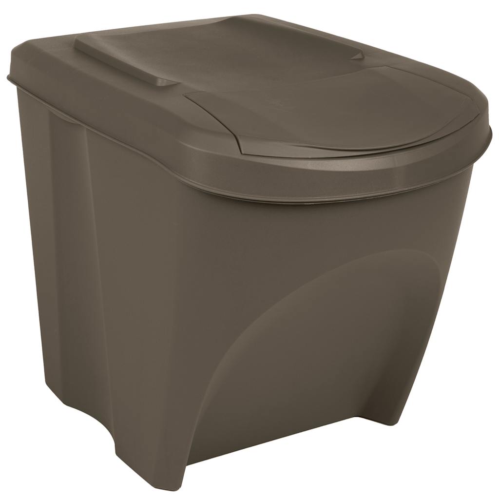 Latas de basura de Vidaxl 3 st apilable 75 l polypropene gris