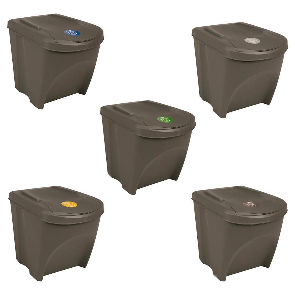 Latas de basura de Vidaxl 3 st apilable 75 l polypropene gris