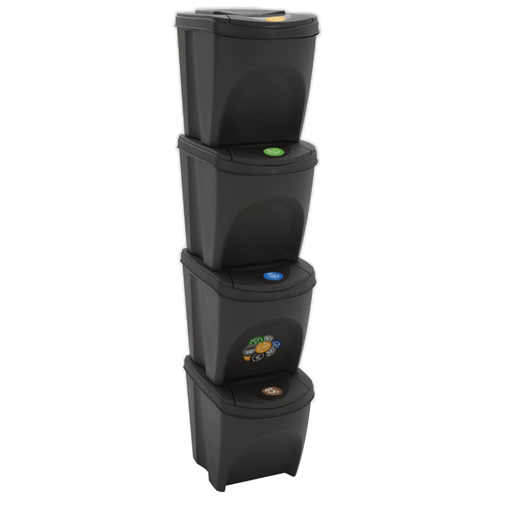 Vidaxl Garbage Bids 4 St Stackable 100 l Polypropene Grey