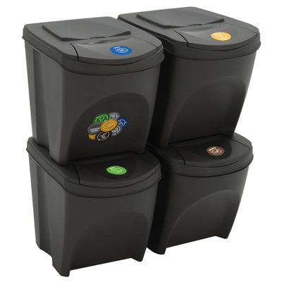 Vidaxl Garbage Bids 4 St Stackable 100 l Polypropene Grey