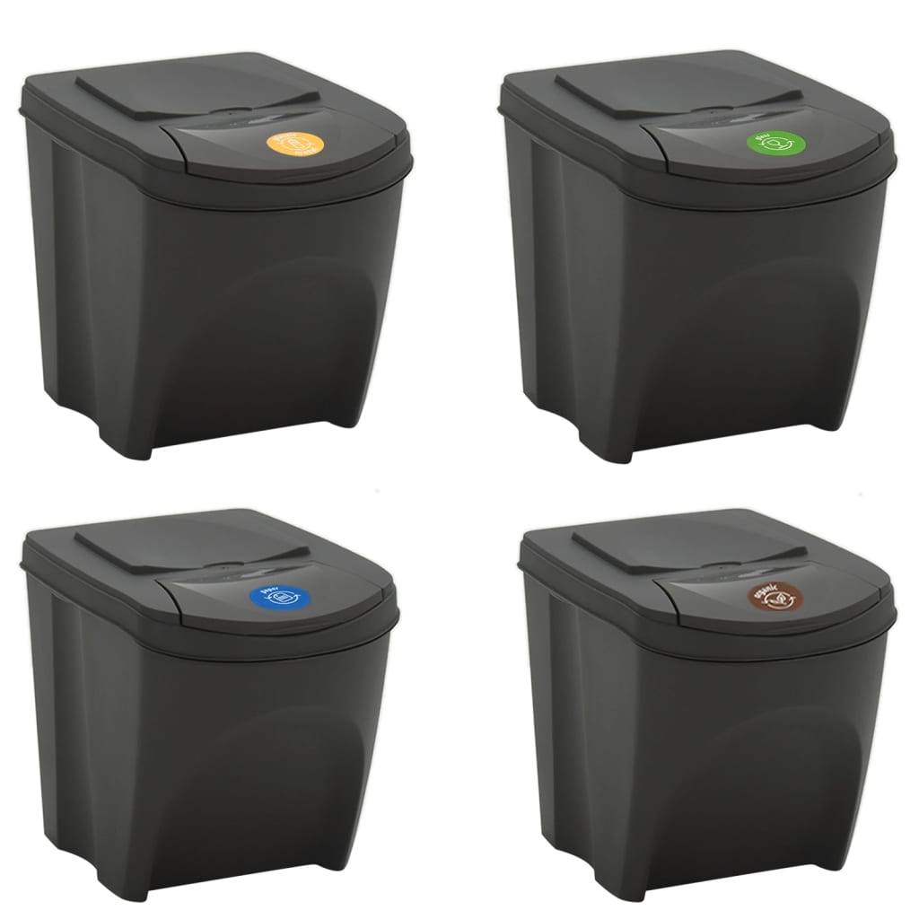 Vidaxl Garbage Bids 4 St Stackable 100 l Polypropene Grey