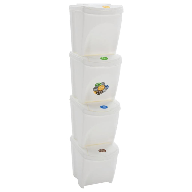 Vidaxl vuilnisbakken 4 st stapelbaar 100 l polypropeen wit