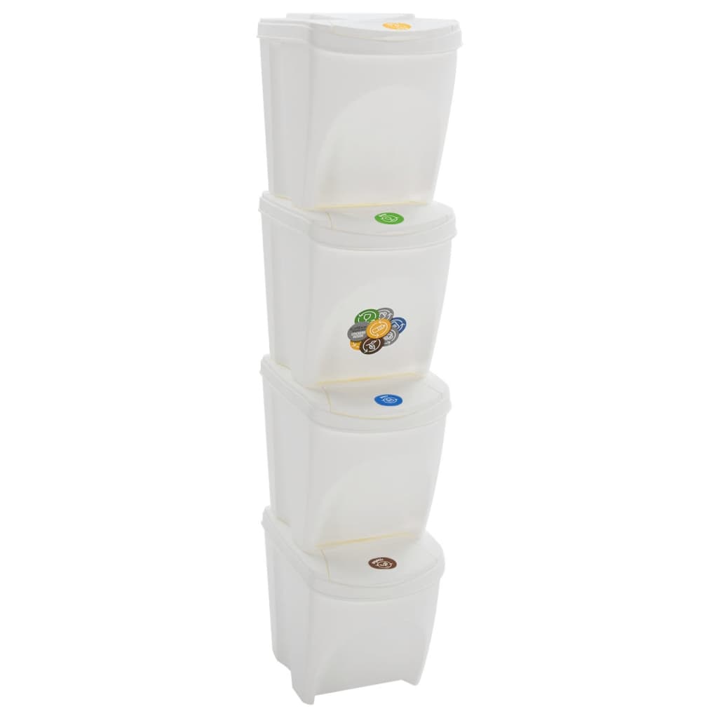 Vidaxl Garbage Bids 4 St Stackable 100 l Polypropene White
