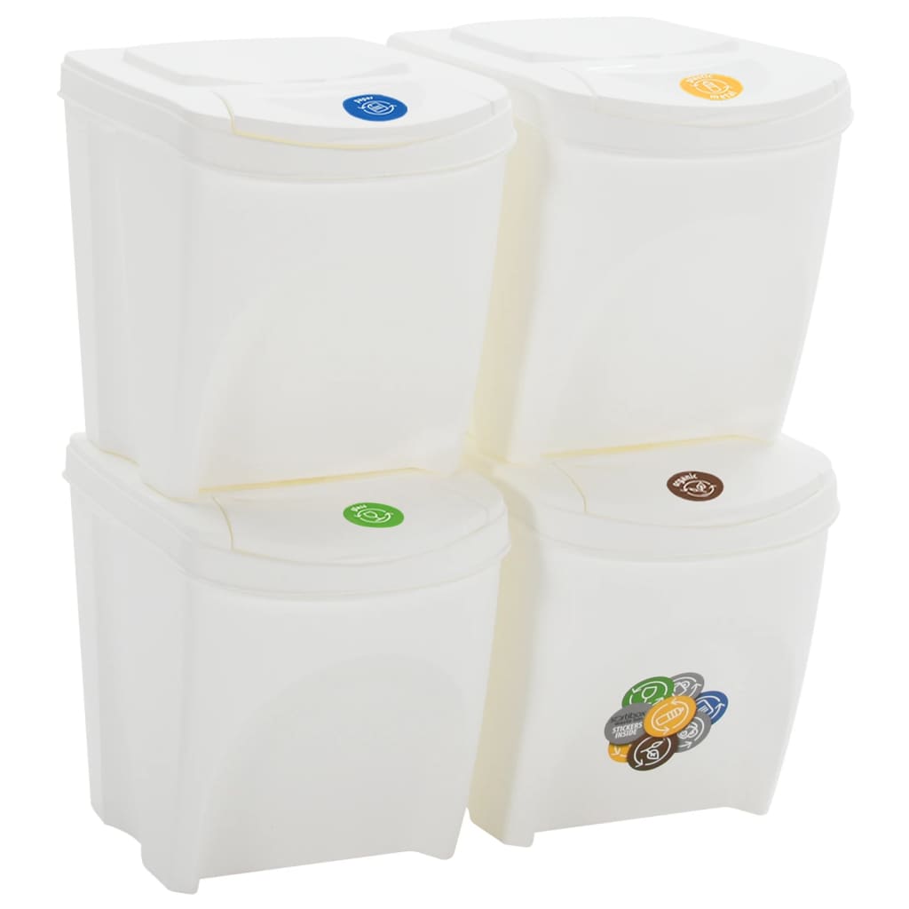 Vidaxl Garbage Bids 4 St Stackable 100 l Polypropene White