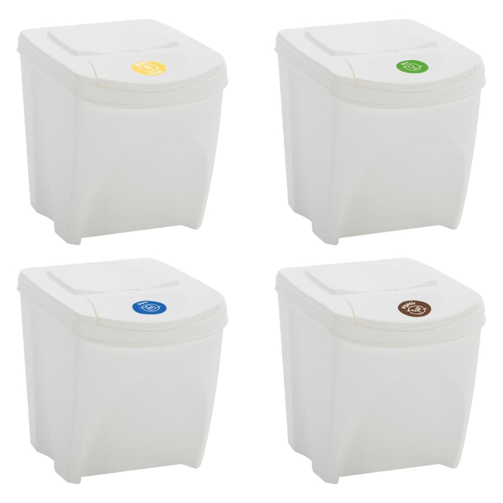 Vidaxl Garbage Bids 4 St Stackable 100 l Polypropene White
