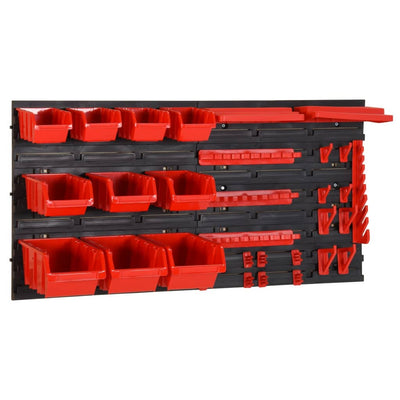 VIDAXL Sistema di smistamento a 35 pezzi Set 77x39 cm in polipropene rosso e nero