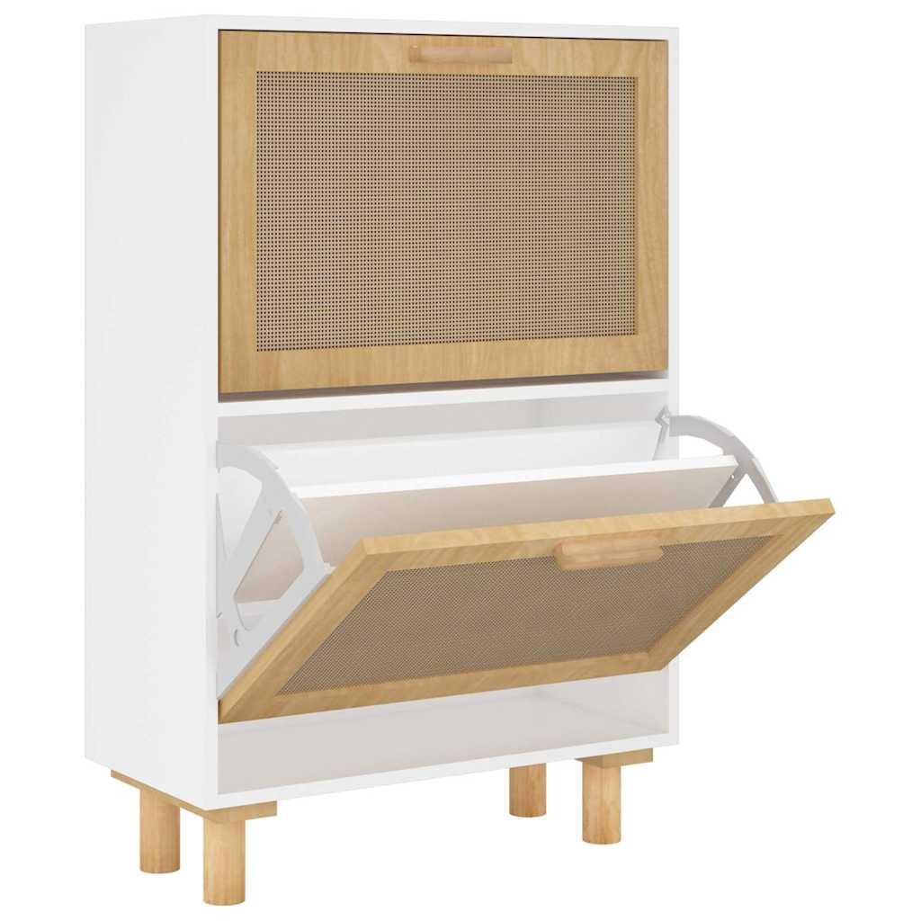 Gabinete de zapatos Vidaxl 52x25x80 cm Madera procesada y, por supuesto, Rattan White