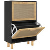 Gabinete de zapatos Vidaxl 52x25x80 cm de madera propiedad y ratán negro