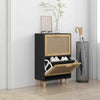 Gabinete de zapatos Vidaxl 52x25x80 cm de madera propiedad y ratán negro