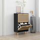 Vidaxl Cabinet da scarpe 52x25x80 cm Properped legno e rattan nero