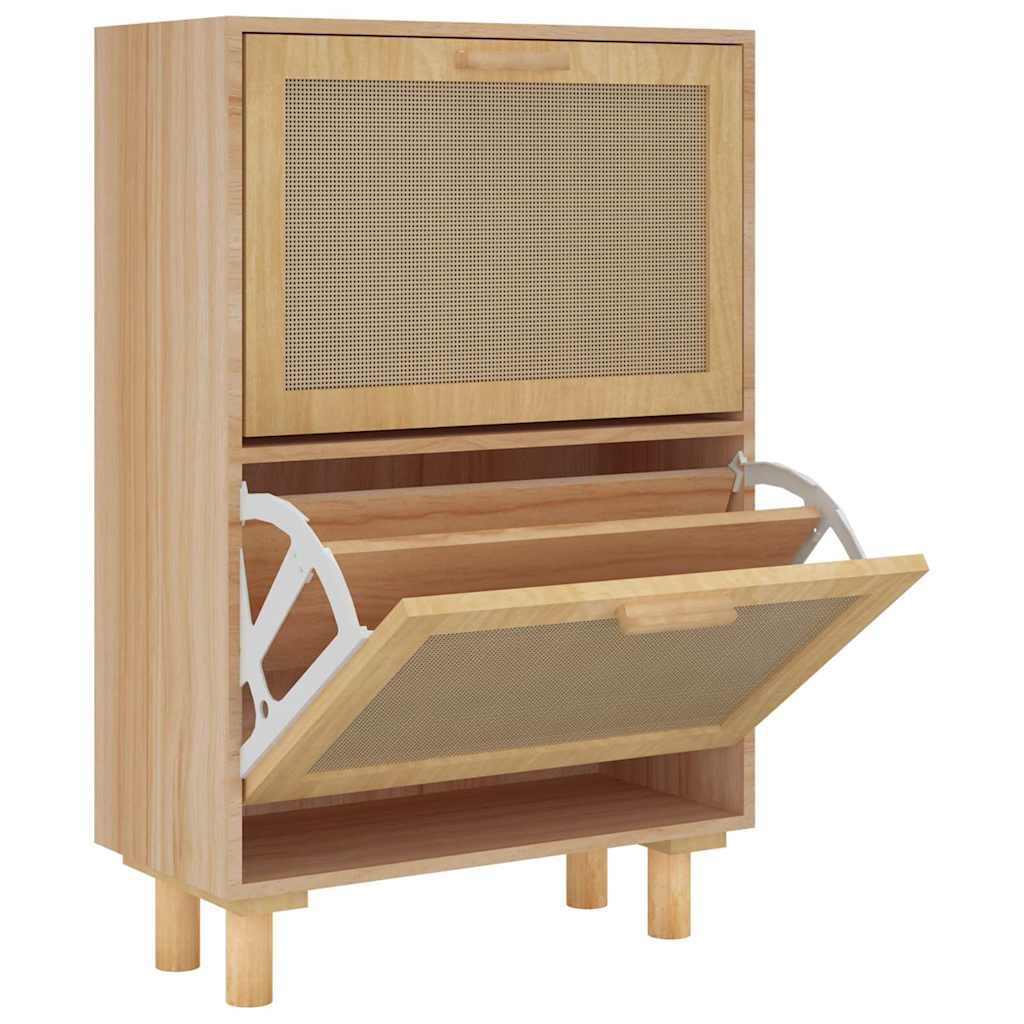 Gabinete de zapatos Vidaxl 52x25x80 cm de madera procesada de ratán natural marrón